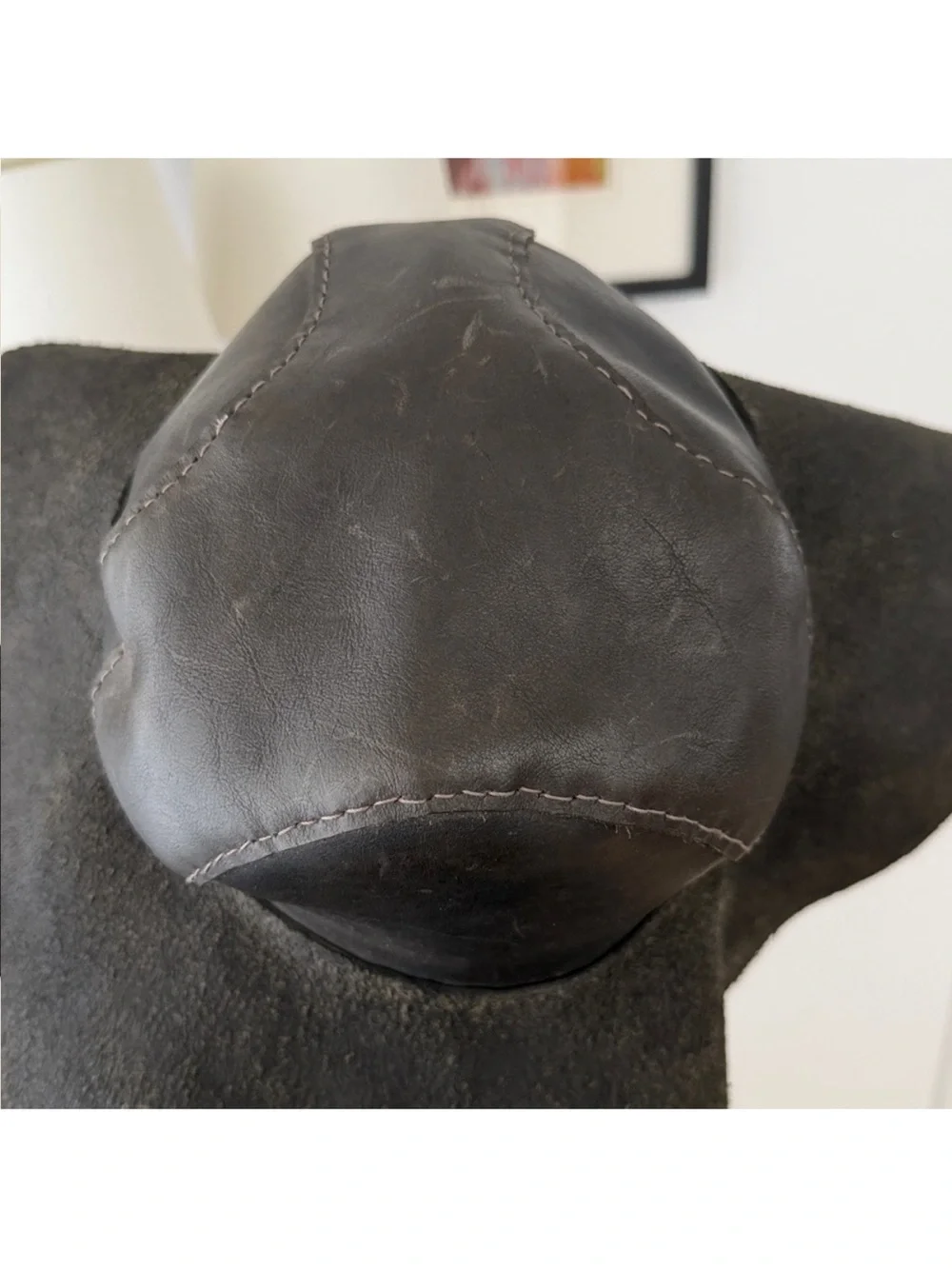 Unreal Vintage Genuine Leather Floppy Hat Stitching Detail - Picture 5 of 8